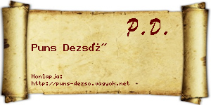 Puns Dezső névjegykártya